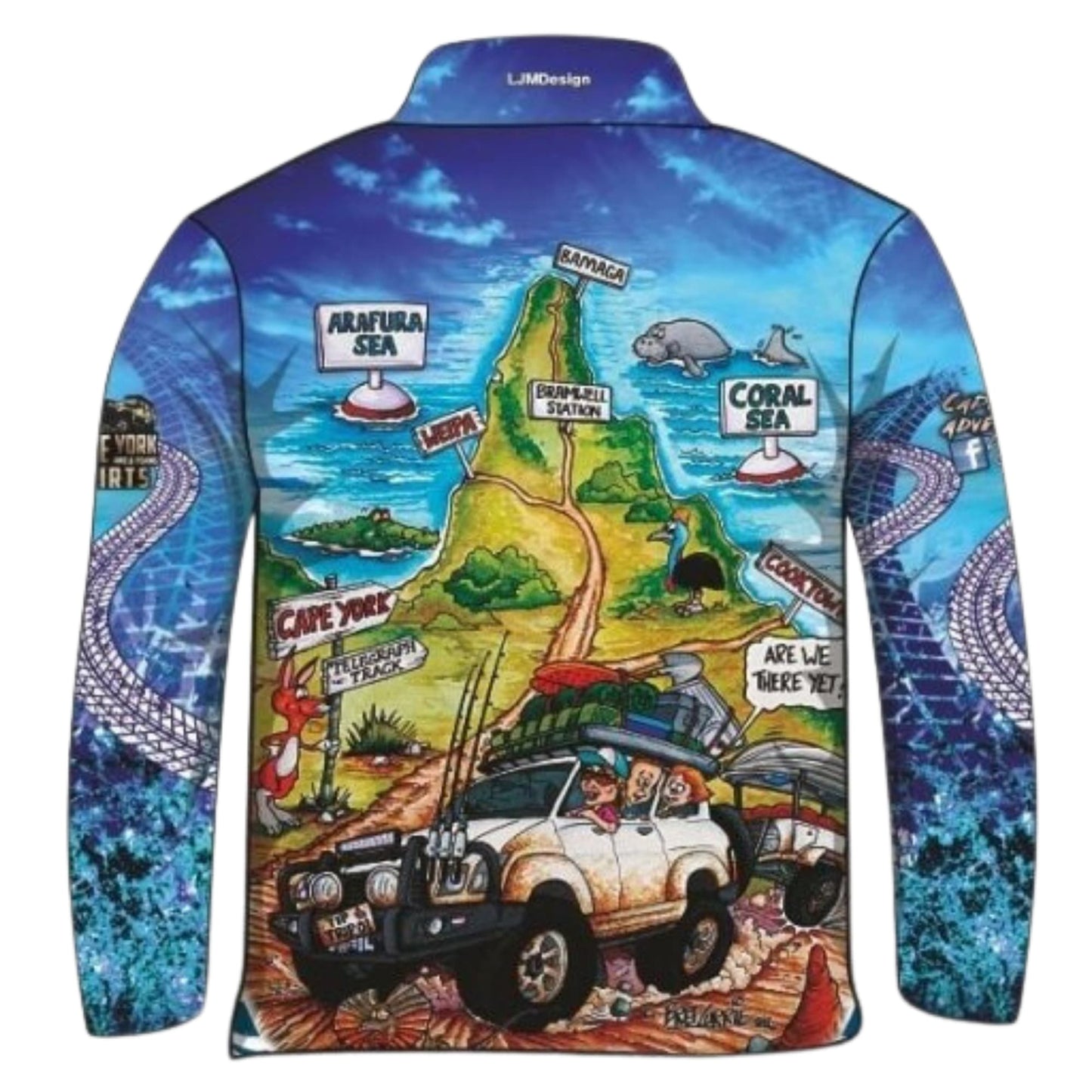 Cape York | Packed for the Tip Blue Fishing Shirt ★Pre-Order★ Z and TEE 4x4 Aussie Aussie Map blue BOYS DESIGNS camping CAMPING AND CARAVAN DESIGNS cape york fishing KIDS MEN'S DESIGNS mens quick dry SUN SAFE tip UPF