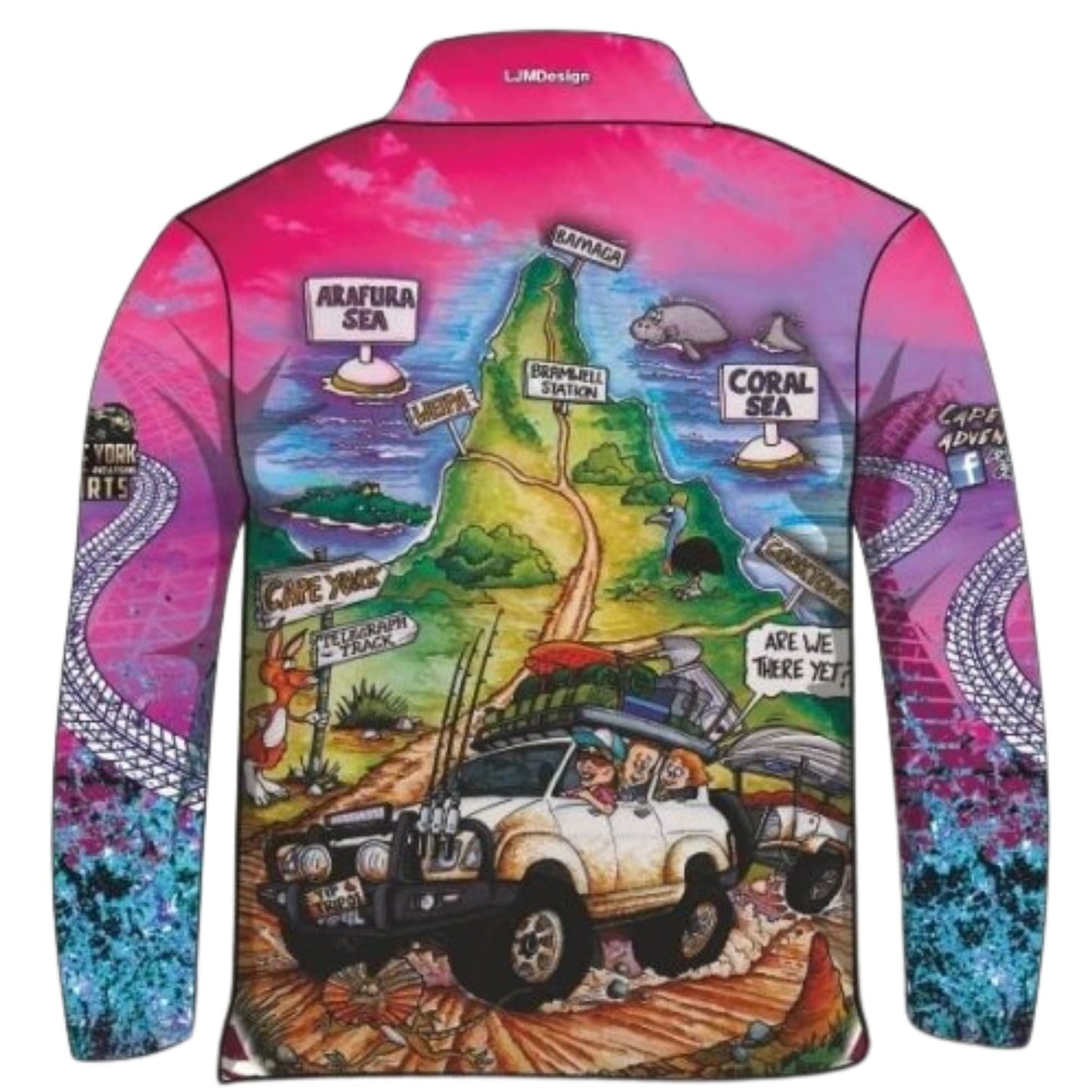 Cape York | Packed for the Tip Pink Fishing Shirt ★Pre-Order★ Z and TEE 4x4 Aussie Aussie Map camping CAMPING AND CARAVAN DESIGNS cape york fishing GIRLS DESIGNS KIDS pink purple quick dry SUN SAFE tip UPF WOMEN'S DESIGNS womens