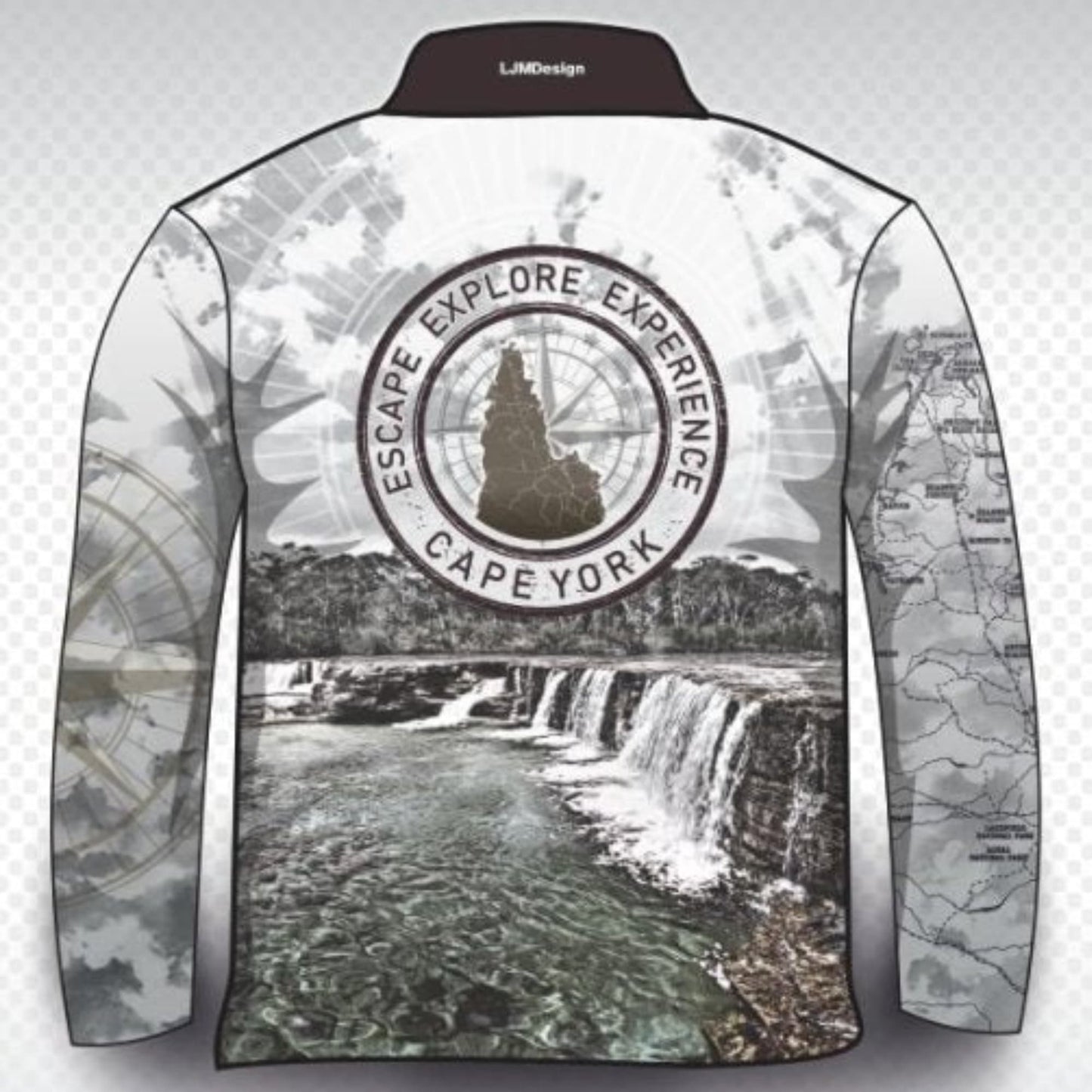 Cape York | Cape York Escape Fishing Shirt ★Pre-Order★ Z and TEE 4x4 Aussie Aussie Map black BOYS DESIGNS cape york grey mens quick dry SUN SAFE tip UPF white