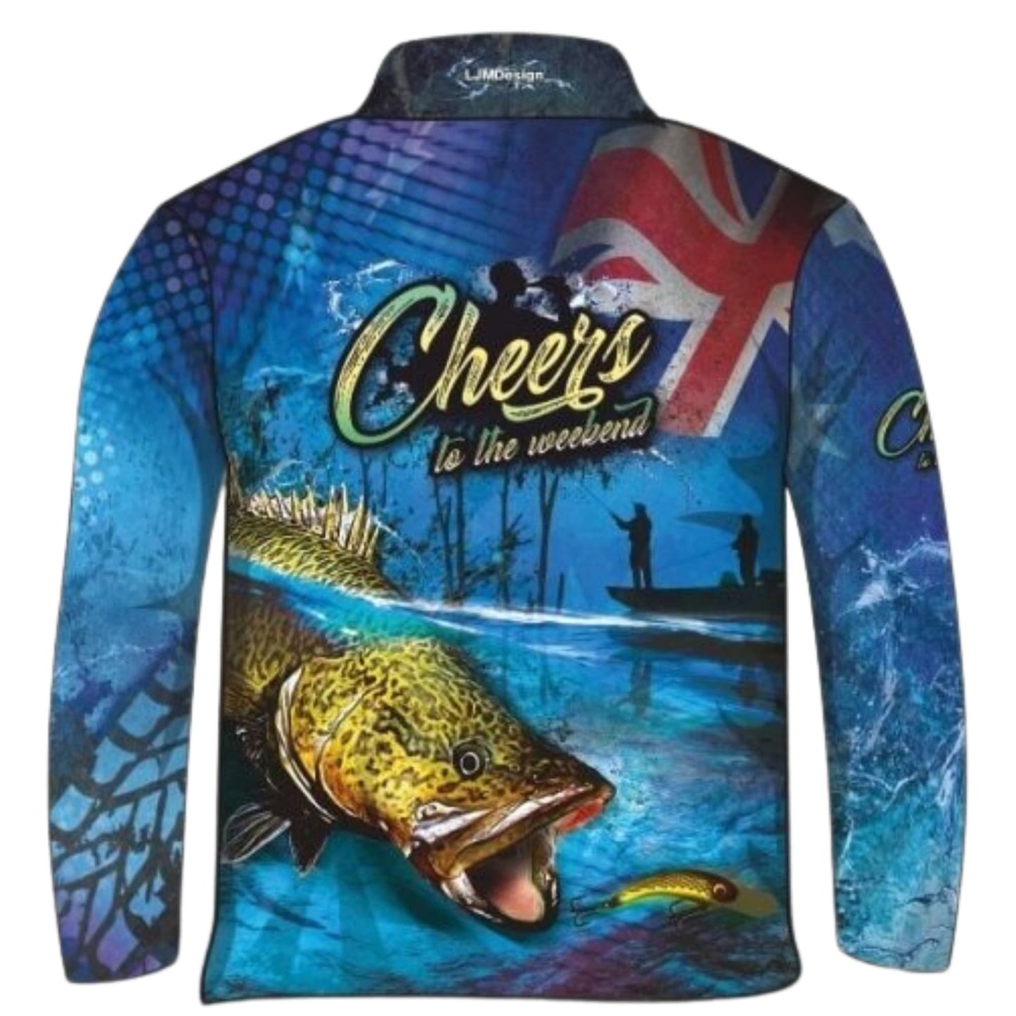 Fishing | Cheers to the Weekend Murray Cod Fishing Shirt ★Pre-Order★ Z and TEE AUSSIE FLAG Australian Drinks FISH FISH DESIGNS Matching shorts MEN'S DESIGNS mens quick dry SUN SAFE UPF