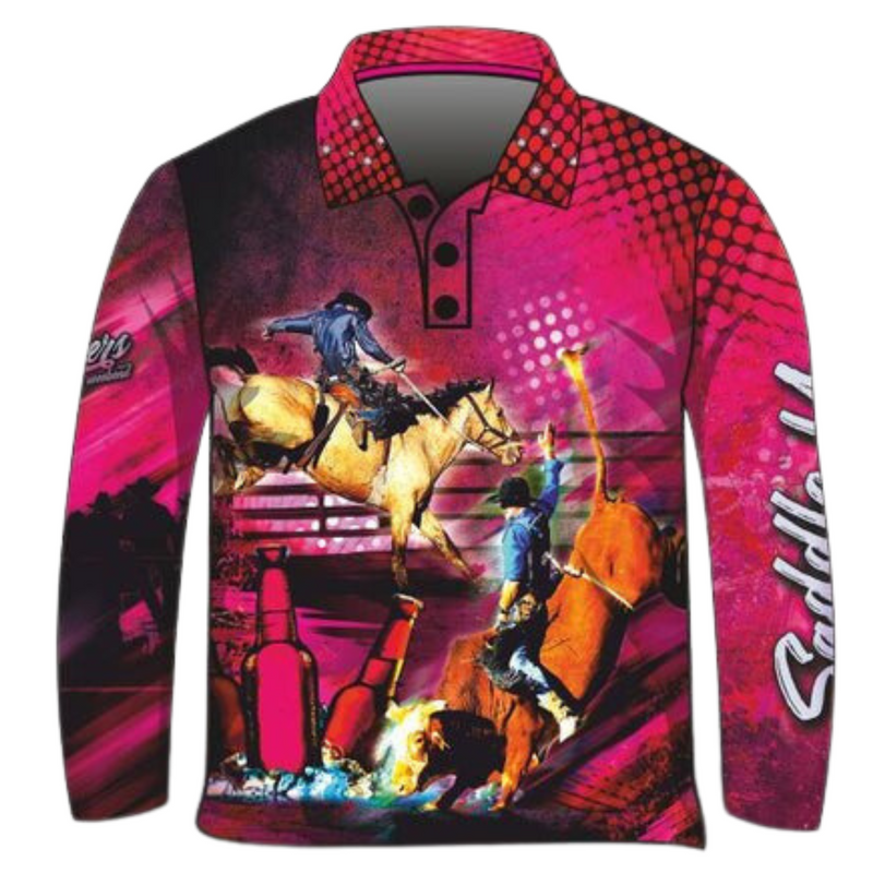 Western | Cheers to the Weekend Rodeo Pink Long Sleeve Shirt Z and TEE 4wd Australiana bush camping car country COUNTRY WESTERN DESIGNS DAD girls HIM ALL In Stock LJM men MEN'S DESIGNS mens MEN’S DESIGNS offroad outback quick dry spo-default spo-disabled sun sun shirt sun shirts sunsafe uv z&tee