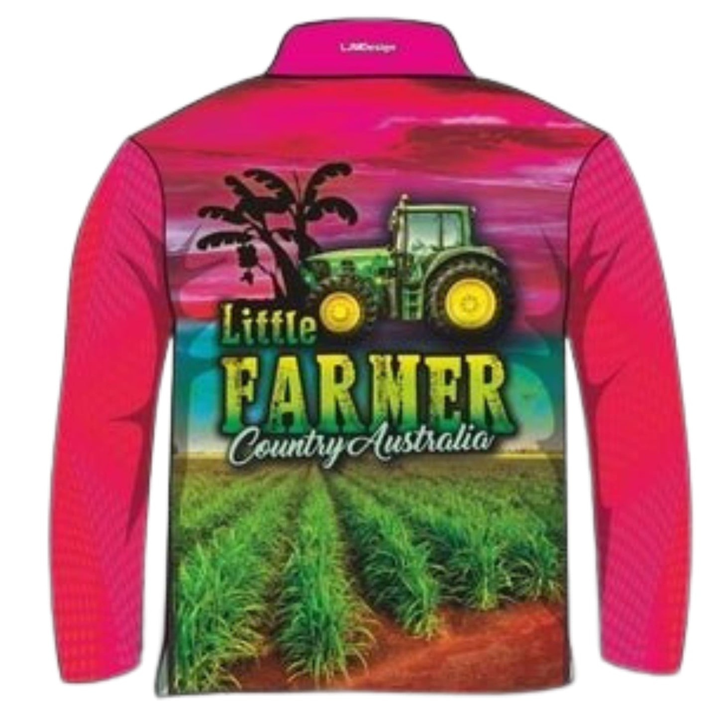 Kids | Little Farmer Pink Fishing Shirt ★Pre-Order★ Z and TEE camping country COUNTRY WESTERN DESIGNS cow fishing GIRL'S DESIGNS Girls kid Kid's Fishing Kid's Fishing Apparel Kid's Fishing Shirt Kid's Uv Rated Shirts KIDS KIDS ALL kids design KIDS DESIGNS Kids UV rated shirt outback pink Preorder quick dry spo-default spo-disabled sugar cane sun sun shirt sun shirts sunsafe tractor uv western