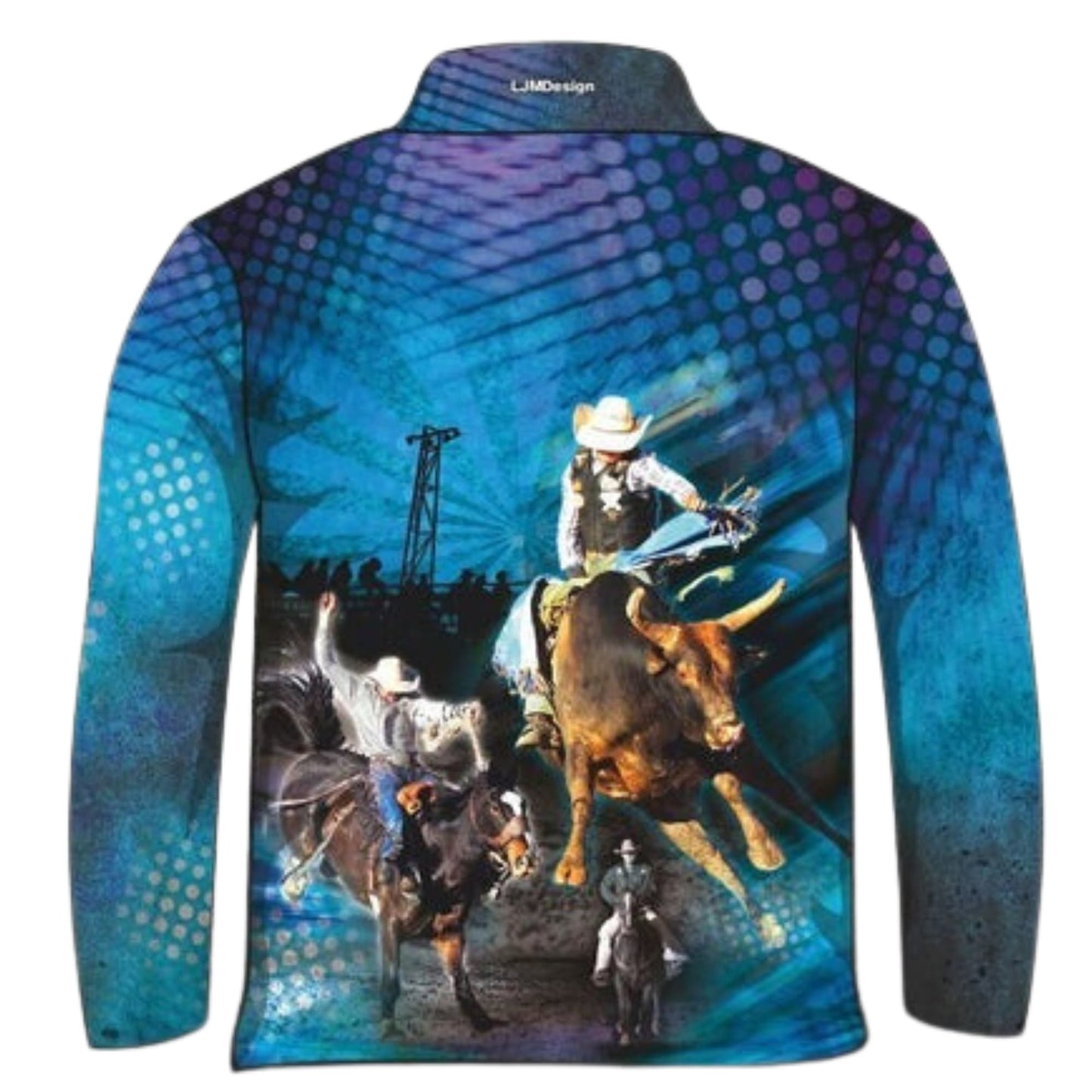 Western | Rodeo Time Fishing Shirt ★Pre-Order★ Z and TEE blue BOYS DESIGNS bull COUNTRY WESTERN DESIGNS cowboy horse horses MEN'S DESIGNS mens outback quick dry Ranch Rodeo SUN SAFE UPF