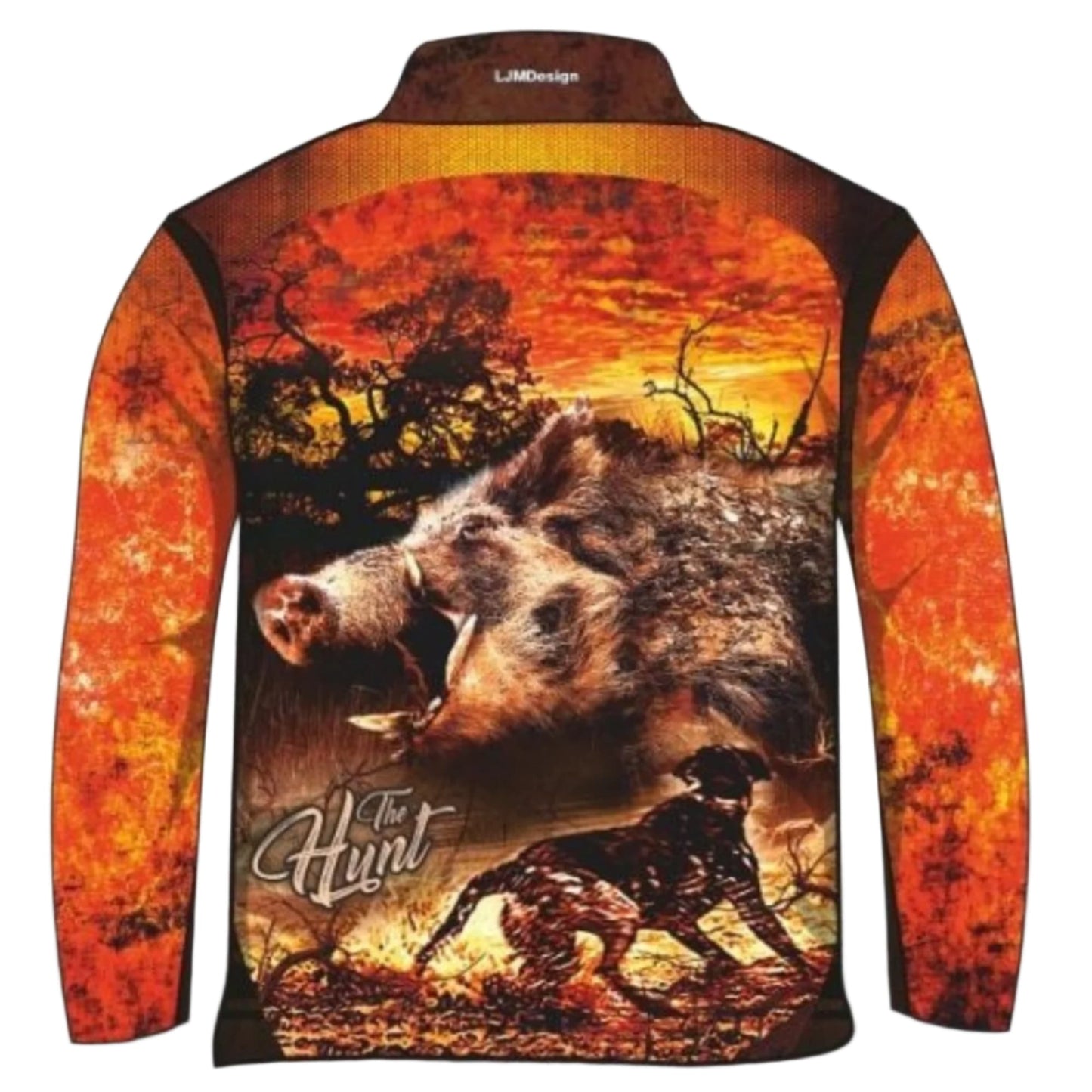 Hunting | The Hunt Orange Fishing Shirt ★Pre-Order★ Z and TEE boar BOYS DESIGNS fishing hog hogs hunting men MEN'S DESIGNS mens pig pig hunting pigging Preorder quick dry spo-default spo-disabled sun sun shirt sun shirts sunsafe uv