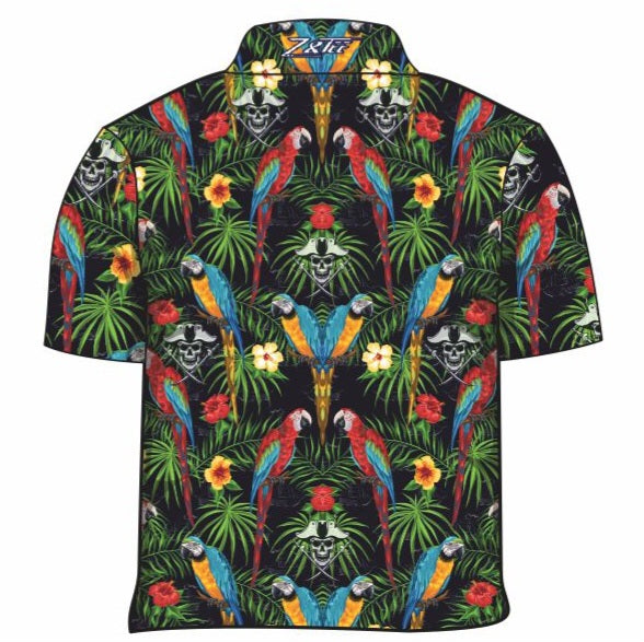 Tropical | Jolly Roger Fishing Shirt ★Pre-Order★ Z and TEE australian birds black Floral green Kaleidoscope Mirror MEN'S DESIGNS mens quick dry SUN SAFE tropical UPF