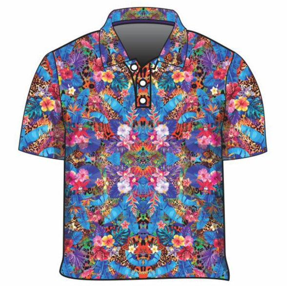 Tropical | Fantasia Fishing Shirt ★Pre-Order★ Z and TEE blue cruise Floral Kaleidoscope Mirror matching dress purple quick dry SUN SAFE tropical UPF WOMEN'S DESIGNS womens