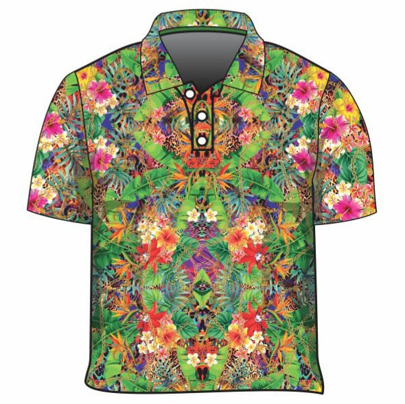 Tropical | Oasis of the Seas Fishing Shirt ★Pre-Order★ Z and TEE Floral green Kaleidoscope Mirror matching dress quick dry SUN SAFE tropical UPF WOMEN'S DESIGNS womens