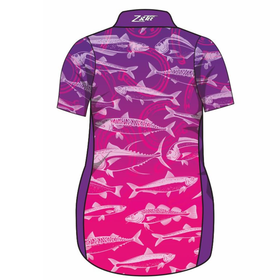 Fishing | Lucky Pattern Purple Pink Lifestyle Fishing Dress ★Pre-Order★ Z and TEE Beach Dress FISH FISH DESIGNS GIRL'S DESIGNS Matching Shirt pink POCKETS purple quick dry SUN SAFE UPF WOMEN'S DESIGNS