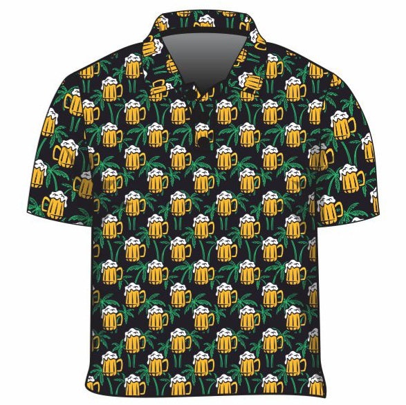 Tropical | Beer Hawaiian Fishing Shirt ★Pre-Order★ Z and TEE black cruise green Hawaiian MEN'S DESIGNS mens quick dry SUN SAFE tropical UPF yellow
