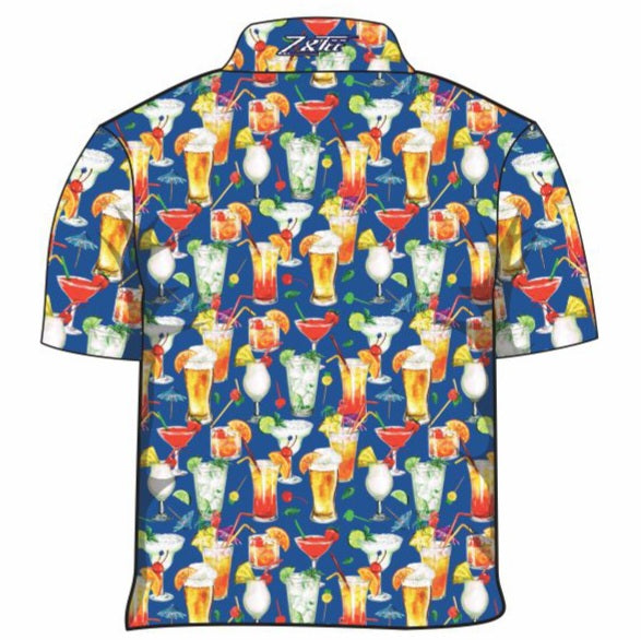 Tropical | Cocktail Blue Lagoon Fishing Shirt ★Pre-Order★ Z and TEE blue cruise Drinks Multi Colour quick dry SUN SAFE tropical UPF WOMEN'S DESIGNS womens