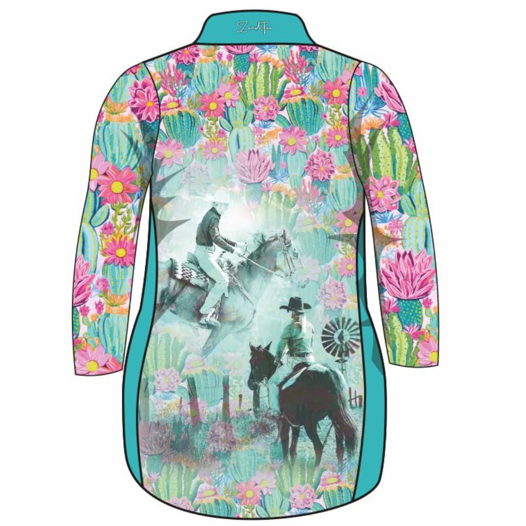 Western | Cowgirl Cactus Lifestyle Fishing Dress ★Pre-Order★ Z and TEE Beach Dress cactus COUNTRY WESTERN DESIGNS cowgirl Floral GIRL'S DESIGNS horse KIDS Matching Shirt pink POCKETS quick dry Ranch SUN SAFE Teal UPF windmill WOMEN'S DESIGNS