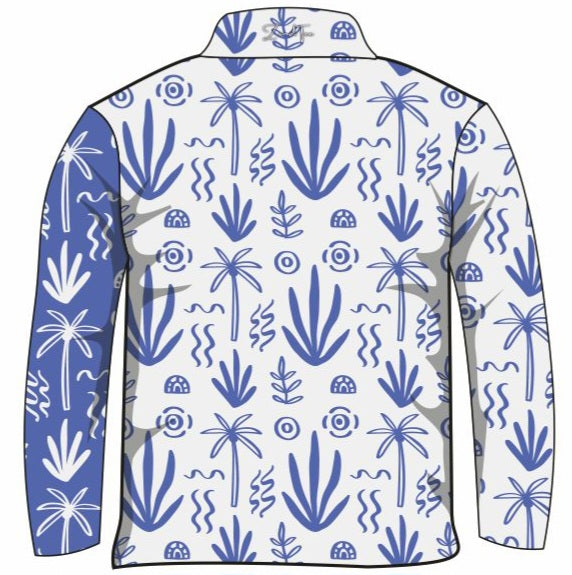 Vacay | Mykonos Fishing Shirt ★Pre-Order★ Z and TEE blue Floral matching dress quick dry SUN SAFE Tropical UPF white WOMEN'S DESIGNS womens