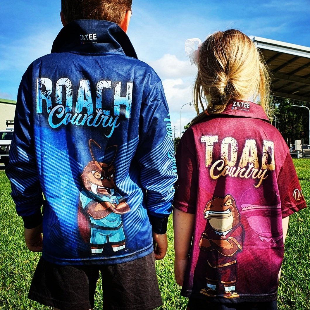 Footy | NSW Blues Roach Country Fishing Shirt ★Pre-Order★ Z and TEE BOYS DESIGNS footy KIDS maroons mens MEN’S DESIGNS nrl nsw origin quick dry rugby state of origin SUN SAFE UPF
