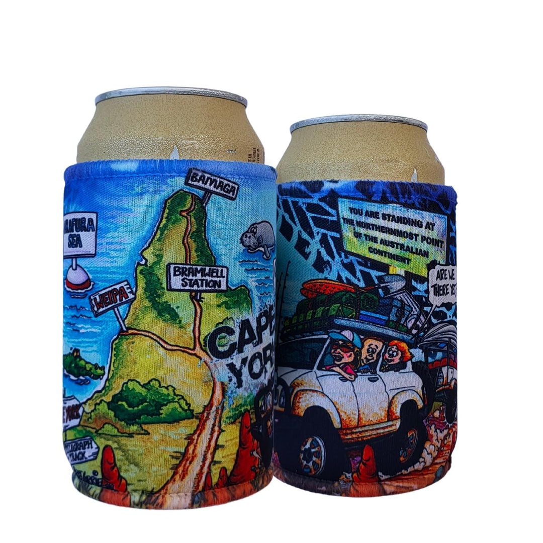 Cooler | Blue Cape York Packed for the Tip Z and TEE Aussie Aussie Map Australiana blue camping CAMPING AND CARAVAN DESIGNS can cooler can holder cape york stubby cooler stubby holder