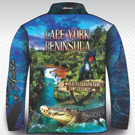 Cape York | Most Northern Point Cape York Fishing Shirt Z and TEE 4x4 Australia Australian Australian animals Australiana blue BOYS DESIGNS cape york Croc MEN'S DESIGNS mens quick dry SUN SAFE UPF