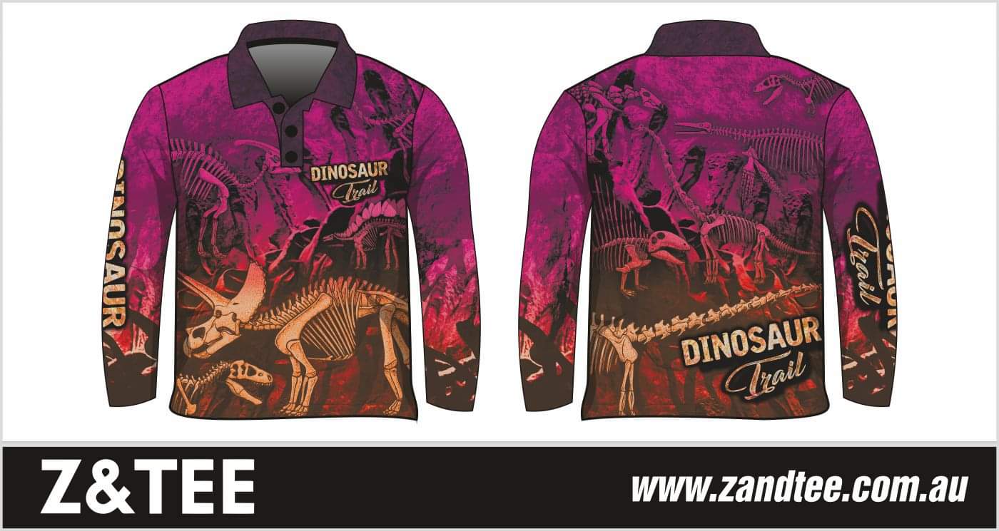 Kids | Dinosaur Trail Fossils Purple Fishing Shirt ★Pre-Order★ Z and TEE camping fishing GIRLS DESIGNS KIDS men Preorder quick dry spo-default spo-disabled sun sun shirt sun shirts sunsafe uv