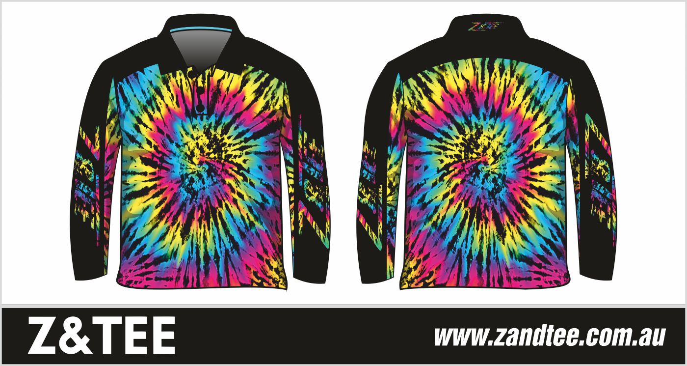 Pattern | Tie Dye Black Fishing Shirt ★Pre-Order★ Z and TEE camping fishing girls GIRLS DESIGNS KIDS ALL kids design Kids UV rated shirt mens Preorder quick dry spo-default spo-disabled sun sun shirt sun shirts sunsafe Tie Dye uv WOMEN'S DESIGNS womens