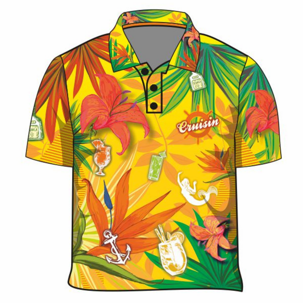 Tropical | Cruisin Yellow Tropical Hawaiian Party Cruise Short Sleeve Shirt Z and TEE BUY2SHIRTS Cruise Cruising Floral Flowers Hawaiian Hawiian HER ALL HIM ALL in stock lastchance LJM MATCHING men mens quick dry Ship spo-default spo-disabled sun sun shirt sun shirts sunsafe Tropical TROPICAL DESIGNS uv
