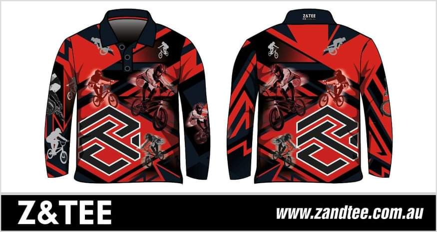 Extreme | BMX Red Fishing Shirt Z and TEE black bmx BOYS DESIGNS KIDS MEN'S DESIGNS mens quick dry red SUN SAFE Tyre tracks UPF xtreme z&tee