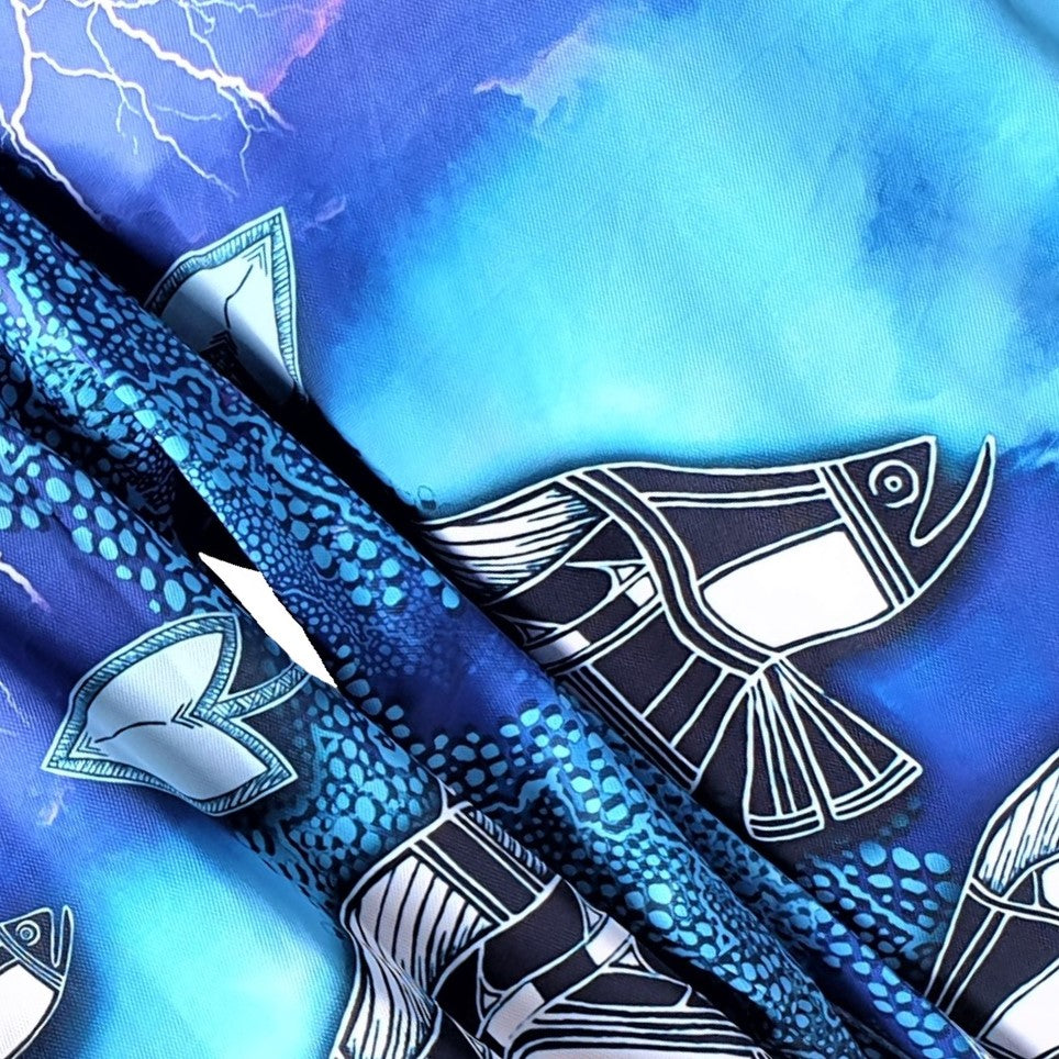 Indigenous | Waterhole Barramundi Storm Fishing Shirt ★Pre-Order★ Z and TEE Australia Australia Day Australian camping FIRST NATIONS DESIGNS FISH DESIGNS fishing men Preorder quick dry spo-default spo-disabled sun sun shirt sun shirts sunsafe uv womens