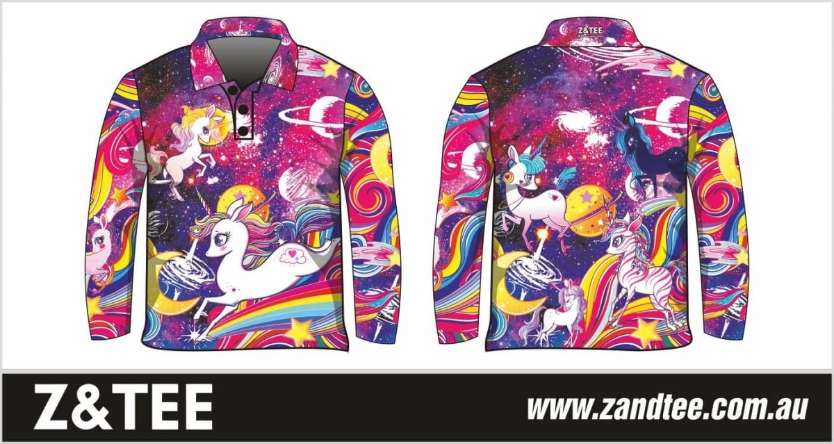 Kids | Cosmic Unicorn Stardust Pink Fishing Shirt ★Pre-Order★ Z and TEE fishing GIRL Girls GIRLS DESIGNS KIDS pink Preorder quick dry spo-default spo-disabled sun sun shirt sun shirts sunsafe uv