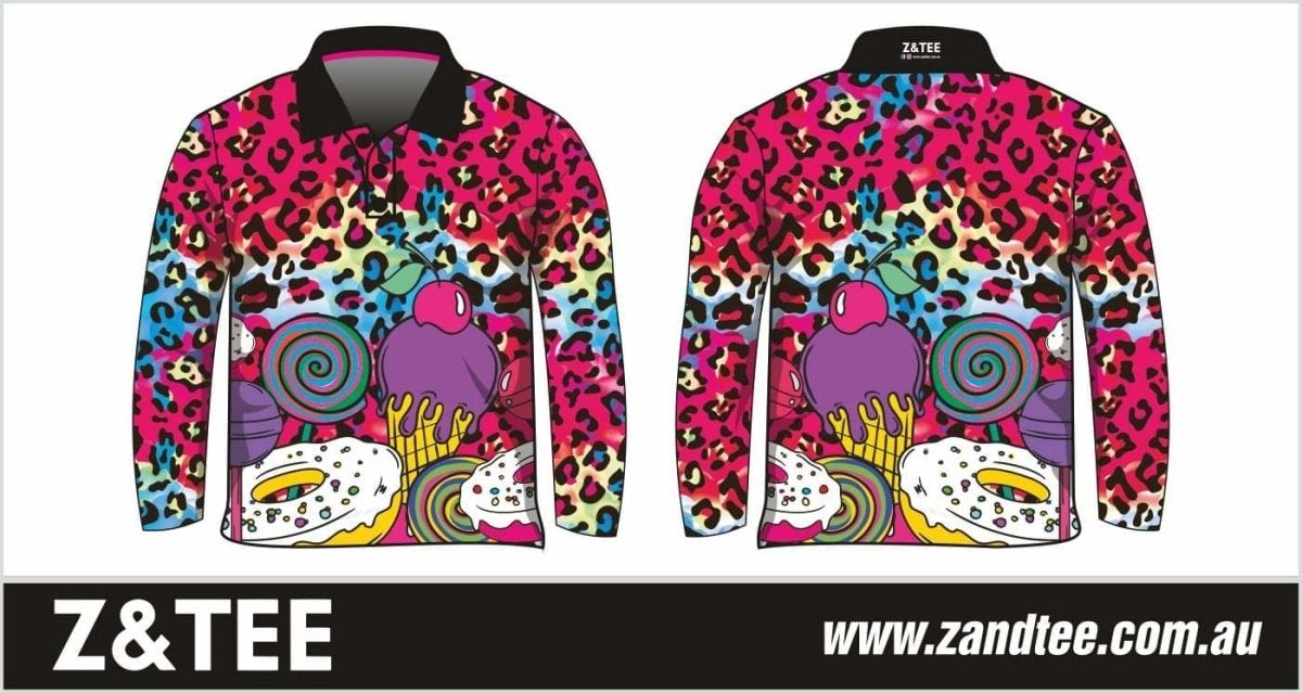 Kids | Donut Worry Be Happy Fishing Shirt ★Pre-Order★ Z and TEE camping fishing fishing shirts GIRL girls GIRLS DESIGNS kasey rainbow KIDS kids design KIDS DESIGNS Kids UV rated shirt leopard print Preorder quick dry spo-default spo-disabled sun sun shirt sun shirts sunsafe uv