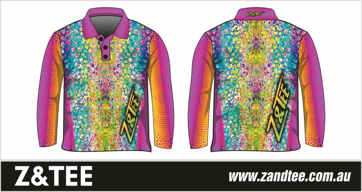 Pattern | Kaleidoscope Serpent Fishing Shirt ★Pre-Order★ Z and TEE camping fishing GIRL'S DESIGNS Girls Kaleidoscope ladies pink Preorder quick dry rainbow spo-default spo-disabled sun sun shirt sun shirts sunsafe uv women's WOMEN'S DESIGNS