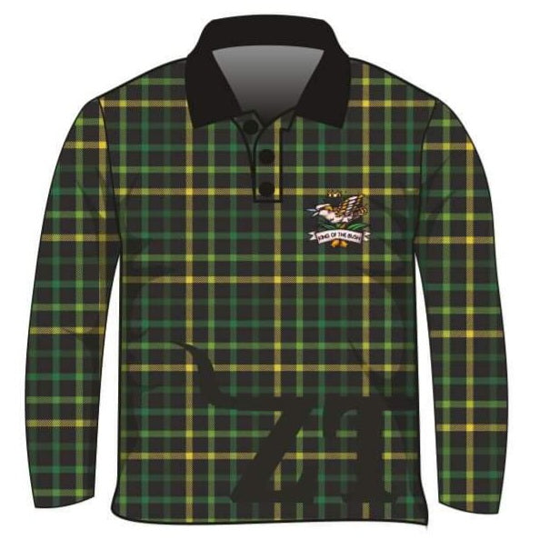 Australian | Flanny Design King of the Bush Fishing Shirt ★Pre-Order★ Z and TEE BOYS DESIGNS COUNTRY WESTERN DESIGNS Flanny green Kookaburra MEN'S DESIGNS mens quick dry SUN SAFE UPF z&tee