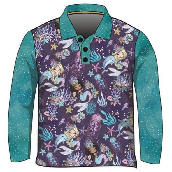 Kids | Mermaid Squad Fishing Shirt ★Pre-Order★ Z and TEE camping fishing GIRL GIRL'S DESIGNS Girl's Fishing Girls KIDS KIDS ALL kids design KIDS DESIGNS Kids UV rated shirt Preorder quick dry spo-default spo-disabled sun sun shirt sun shirts sunsafe uv