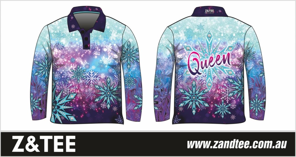 Womens | Snow Queen Fishing Shirt ★Pre-Order★ Z and TEE blue frozen matching dress purple queen quick dry snow Snow flakes Snow Queen SUN SAFE UPF WOMEN'S DESIGNS womens