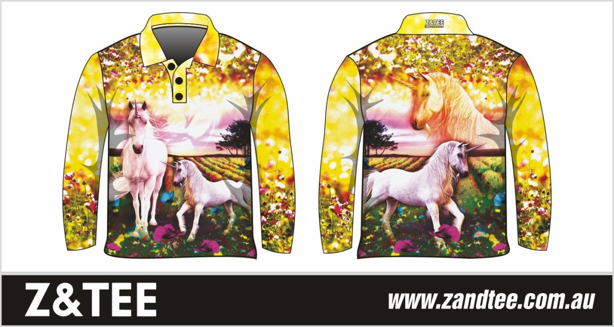 Kids | Unicorn Fields Fishing Shirt ★Pre-Order★ Z and TEE camping fishing GIRL Girls GIRLS DESIGNS KIDS Preorder quick dry spo-default spo-disabled sun sun shirt sun shirts sunsafe uv