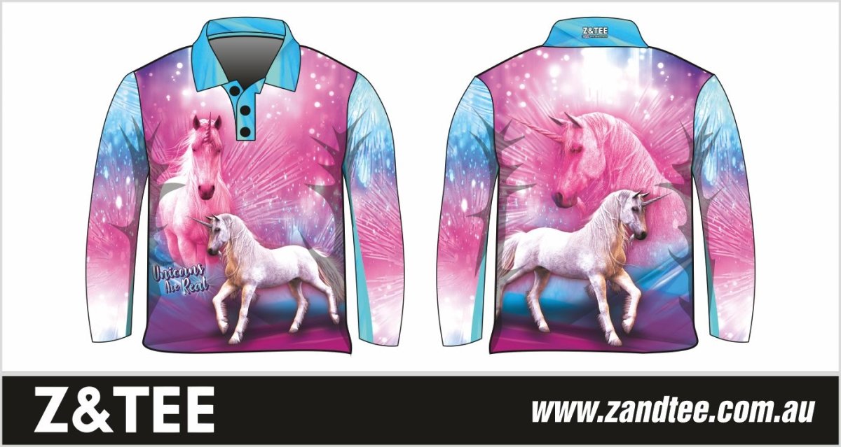Kids | Unicorns are Real Pink Fishing Shirt ★Pre-Order★ Z and TEE camping fishing GIRL GIRL'S DESIGNS GIRLS kid Kid's Fishing Kid's Fishing Apparel Kid's Fishing Shirt Kid's Uv Rated Shirts KIDS KIDS ALL kids design KIDS DESIGNS Kids UV rated shirt pink Preorder quick dry spo-default spo-disabled sun sun shirt sun shirts sunsafe Unicorns uv
