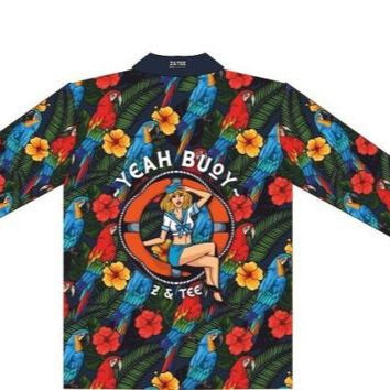 Tropical | Yeah Buoy Hawaiian Fishing Shirt Z and TEE australian birds Cruise Floral green Hawaiian In Stock matching dress Matching shorts MEN'S DESIGNS mens Navy quick dry SUN SAFE tropical UPF yeah buoy z&tee