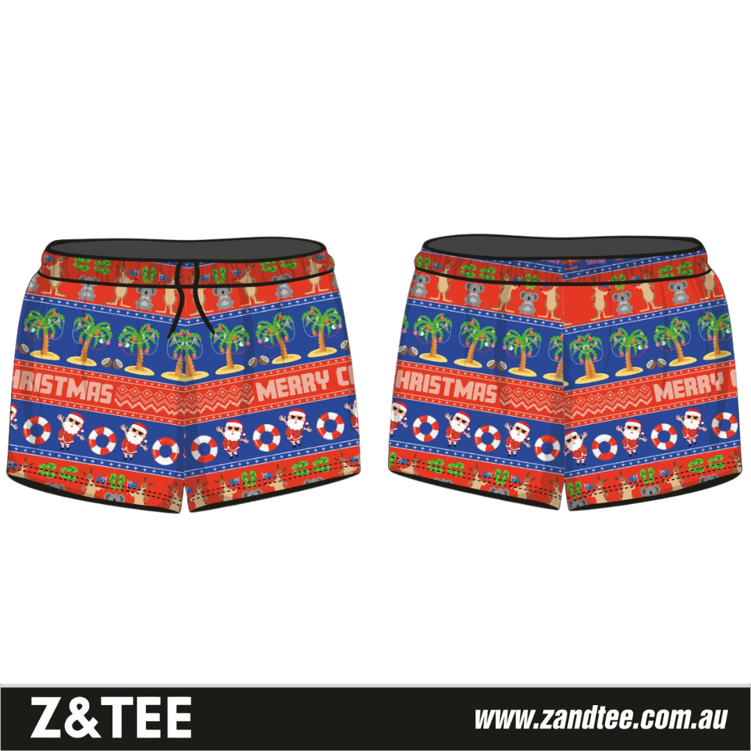 Christmas Rugby Shorts | Blue Australiana Ugly Christmas ★Pre-Order★