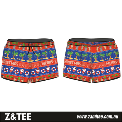 Christmas Rugby Shorts | Blue Australiana Ugly Christmas ★Pre-Order★