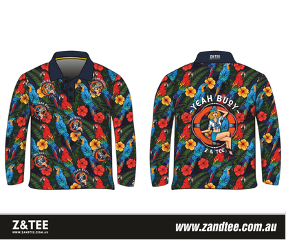 Tropical | Yeah Buoy Hawaiian Navy Fishing Shirt ★Pre-Order★