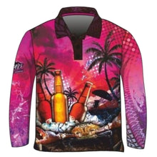 Fishing | Cheers to the Weekend Pink Fishing Shirt ★Pre-Order★ Z and TEE Drinks FISH DESIGNS Matching shorts palms quick dry SUN SAFE UPF WOMEN'S DESIGNS womens