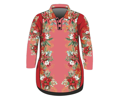 Christmas | Red Floral Christmas Fishing Dress ★Pre-Order★ Z and TEE beach Beach Dress christmas Christmas design Christmas Gift Festive Floral Fun Matching Shirt Merry Christmas pink quick dry red Summer SUN SAFE Ugly Christmas sweater UPF WOMEN'S DESIGNS womens