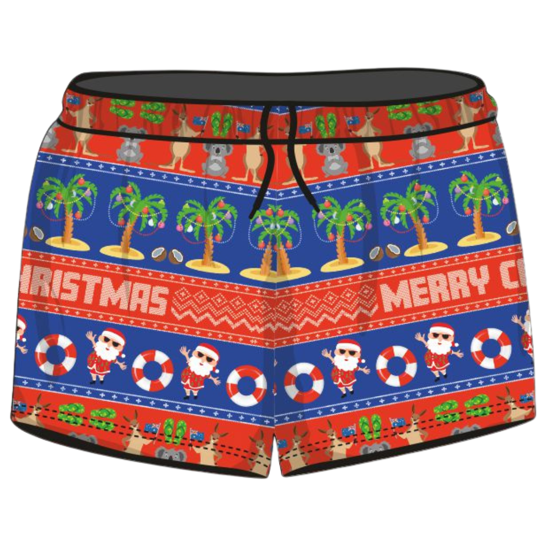 Christmas Rugby Shorts | Blue Australiana Ugly Christmas ★Pre-Order★