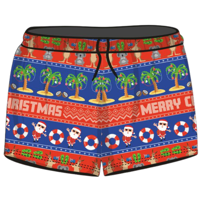 Christmas Rugby Shorts | Blue Australiana Ugly Christmas ★Pre-Order★