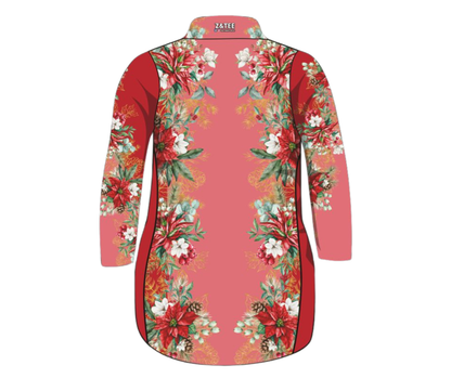 Christmas | Red Floral Christmas Fishing Dress ★Pre-Order★ Z and TEE beach Beach Dress christmas Christmas design Christmas Gift Festive Floral Fun Matching Shirt Merry Christmas pink quick dry red Summer SUN SAFE Ugly Christmas sweater UPF WOMEN'S DESIGNS womens