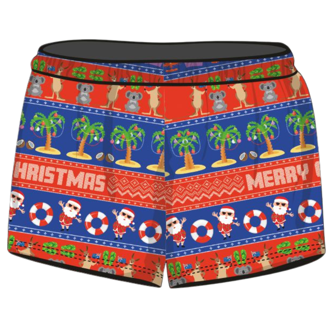 Christmas Rugby Shorts | Blue Australiana Ugly Christmas ★Pre-Order★