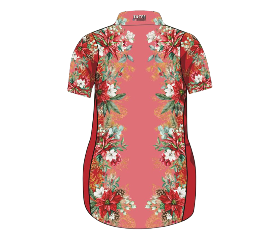 Christmas | Red Floral Christmas Fishing Dress ★Pre-Order★ Z and TEE beach Beach Dress christmas Christmas design Christmas Gift Festive Floral Fun Matching Shirt Merry Christmas pink quick dry red Summer SUN SAFE Ugly Christmas sweater UPF WOMEN'S DESIGNS womens