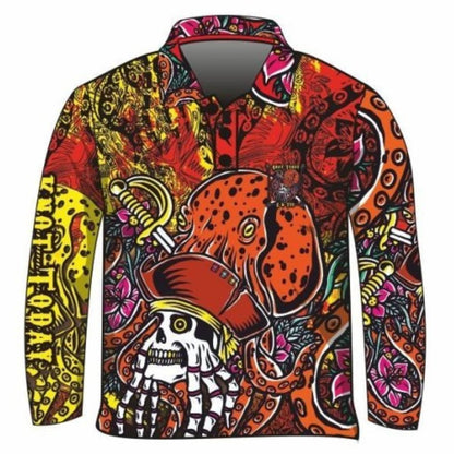 Knot Today | Red Kraken Fishing Shirt ★Pre-Order★ Z and TEE BOYS DESIGNS camping fishing kraken men MEN'S DESIGNS mens pirate Pirates Preorder quick dry spo-default spo-disabled sun sun shirt sun shirts sunsafe uv