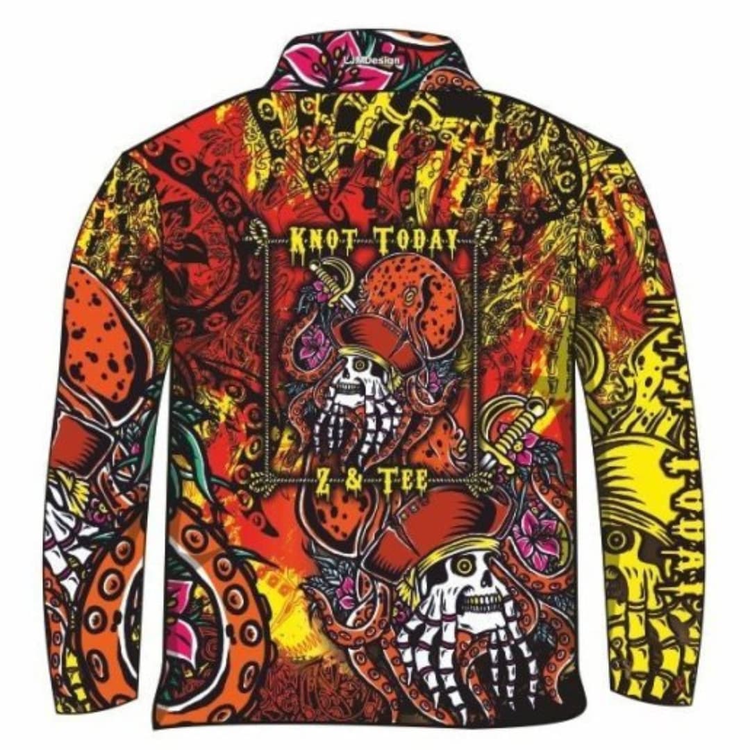 Knot Today | Red Kraken Fishing Shirt ★Pre-Order★ Z and TEE BOYS DESIGNS camping fishing kraken men MEN'S DESIGNS mens pirate Pirates Preorder quick dry spo-default spo-disabled sun sun shirt sun shirts sunsafe uv