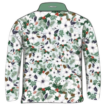 Christmas | Floral Bright White Christmas Fishing Shirt ★Pre-Order★ Z and TEE CHRISTMAS Christmas design Christmas Gift Festive Floral green Holly Mistletoe Pine quick dry SUN SAFE UPF white