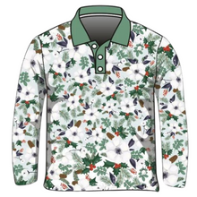 Christmas | Floral Bright White Christmas Fishing Shirt ★Pre-Order★ Z and TEE CHRISTMAS Christmas design Christmas Gift Festive Floral green Holly Mistletoe Pine quick dry SUN SAFE UPF white