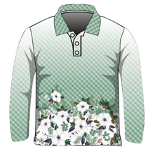 Christmas | Floral Green Gingham Christmas Fishing Shirt ★Pre-Order★ Z and TEE CHRISTMAS Christmas design Christmas Gift Festive Floral Gingham green Happy New Year Merry Christmas quick dry SUN SAFE UPF white