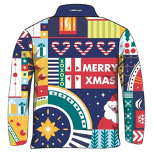 Christmas | Christmas Wrap Up Fishing Shirt ★Pre-Order★ Z and TEE Baubles Candy cane CHRISTMAS Christmas design Christmas Gift Christmas tree Festive holly Merry Christmas Multi Colour Navy quick dry Reindeer SUN SAFE UPF Wrapping