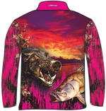 Hunting | Boars and Barra Pink Long Sleeve Sun Shirt Z and TEE camping FISHING HER ALL In Stock LJM MANDALA MATCHING matching dress PATTERN AND PLAIN DESIGNS quick dry spo-default spo-disabled sun sun shirt sun shirts sunsafe SWIMMING uv Women WOMEN'S DESIGNS womens z&tee